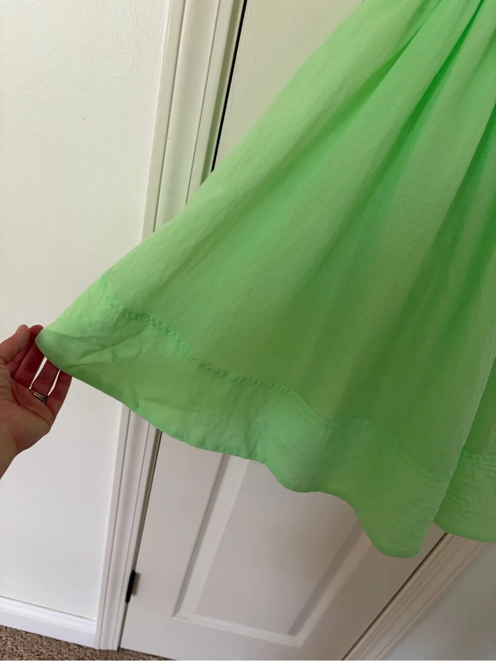 Medium • MABLE Neon Green Ruffle-Sleeve Mini Dress - Picture 5 of 12